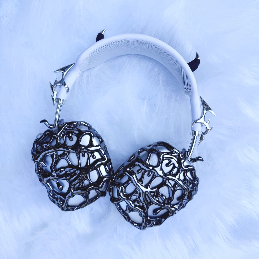 Funda para auriculares para Airpods Max, funda plateada Y2k para Airpods Max, réplica de accesorios para auriculares, funda protectora decorativa - imagen 4