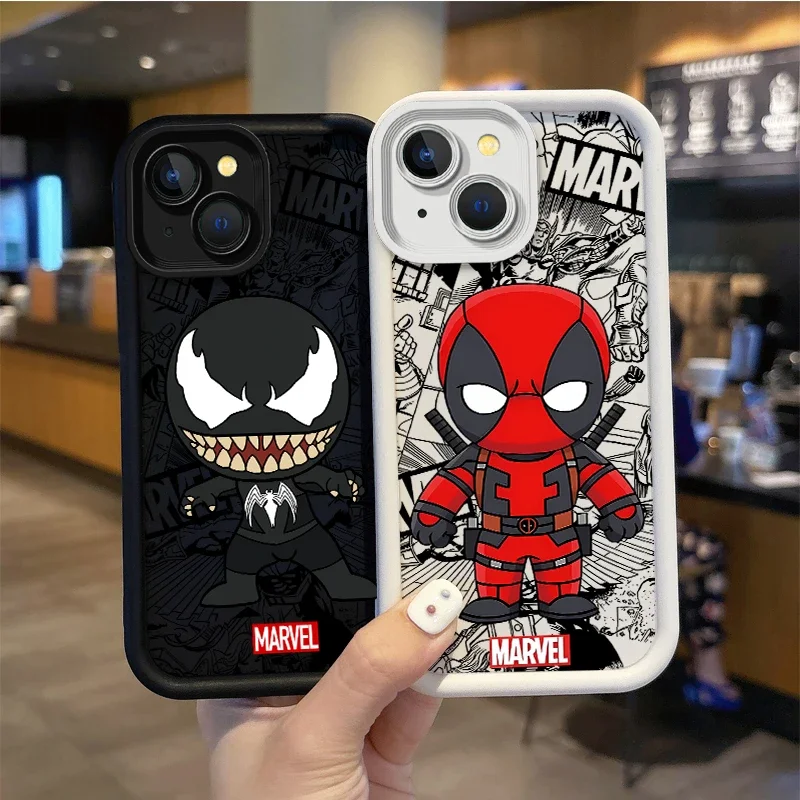 Marvel superhéroe Venom Hulk Deadpool funda de teléfono de dibujos animados para iPhone 15 14 ProMax XR XS 15 14Plus cubierta protectora de teléfono a prueba de polvo - imagen 5