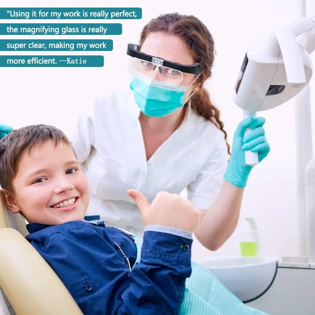 1.5X 2.5X 3.5X 5.0X Lupa de gafas iluminada LED Espejo de reparación recargable por USB para lectura, reparación de relojes, etc. - imagen 5