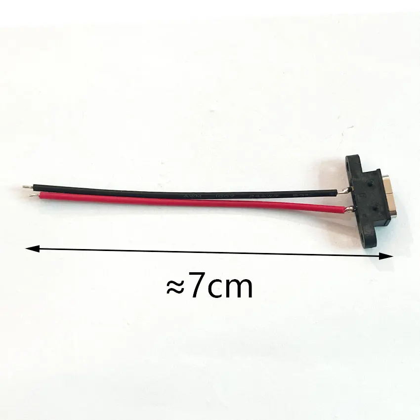 1 Uds nuevo tipo C 2 pines impermeable hembra puerto de enchufe USB C con orificio para tornillo interfaz de carga rápida cable conector USB - imagen 4