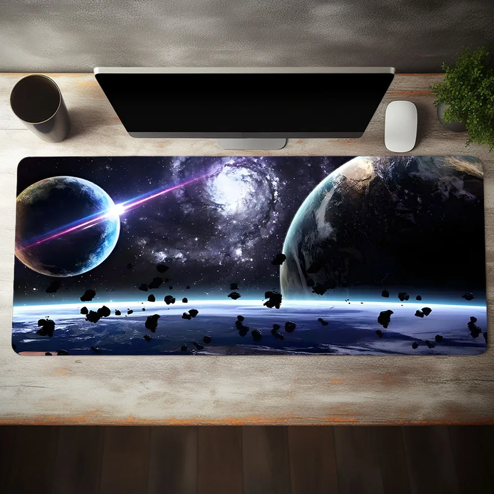 Alfombrilla de ratón grande para juegos con diseño espacial del universo creativo, alfombrilla de escritorio de oficina para deportes electrónicos, alfombrilla para teclado, alfombrilla de ratón de ordenador antideslizante de goma