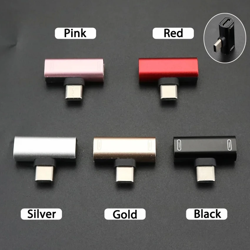 1 Uds. Adaptador de carga de Audio para auriculares hembra de USB-C Dual tipo C convertidor divisor para Xiaomi para Huawei Power Audio Converte - imagen 2