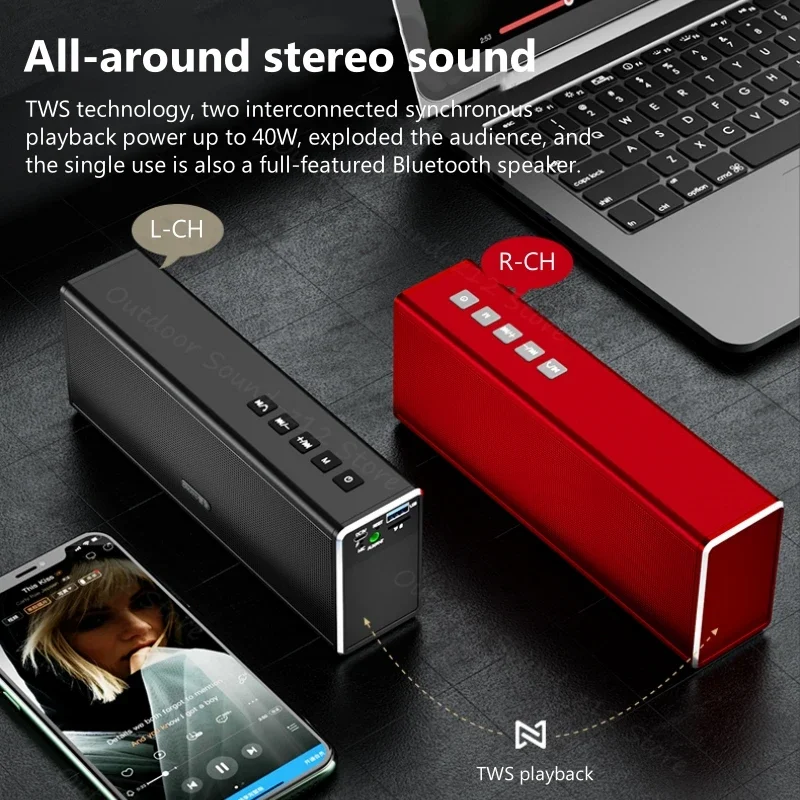 OHAYO X1 20W inalámbrico Bluetooth compatible estéreo HIFI altavoces supergraves reproductor de MP3 manos libres barra de sonido auxiliar con Radio FM - imagen 3