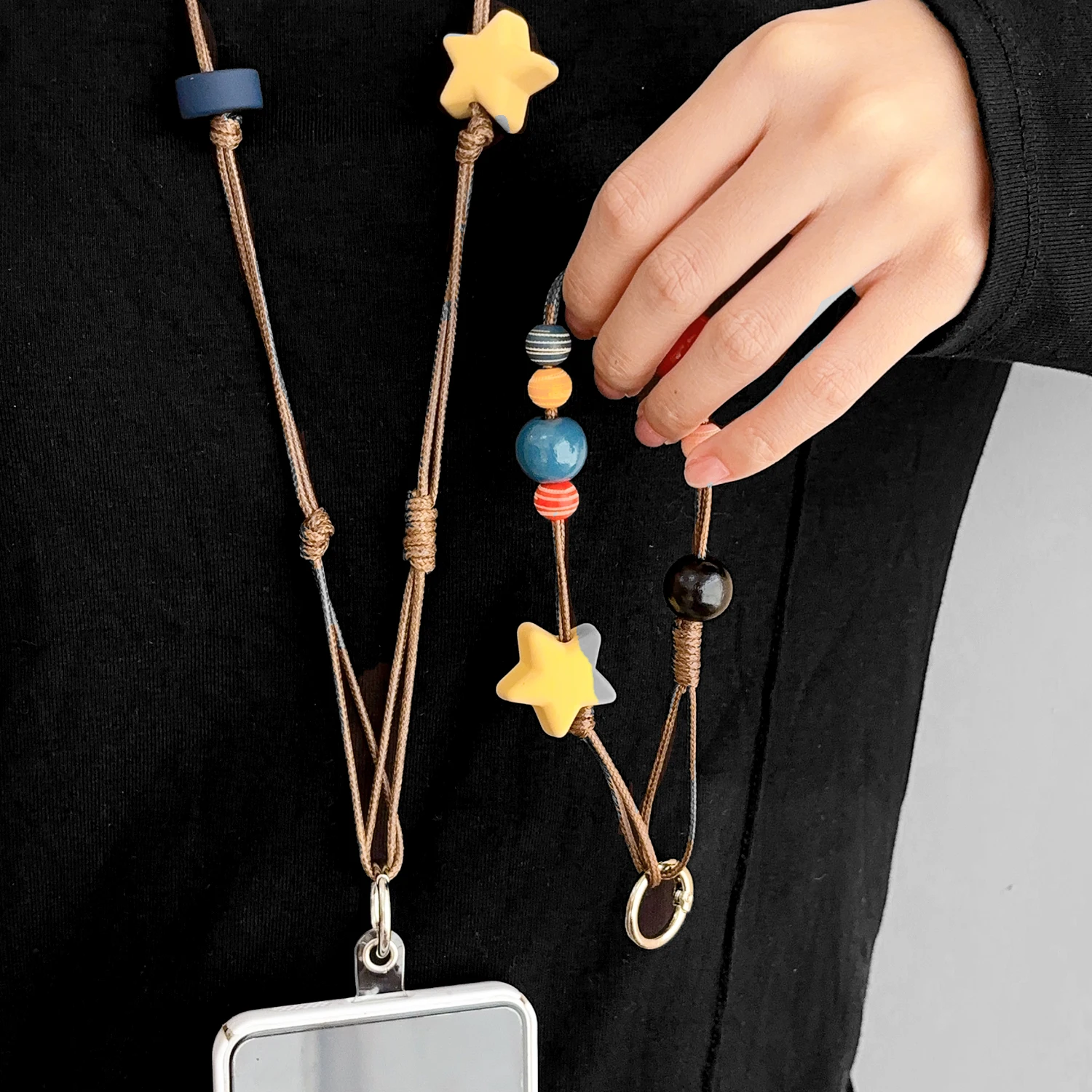 Cordón con cuentas a la moda, correas para la muñeca, llavero para teléfonos móviles, cuerda para colgar DIY, collar cruzado antipérdida, accesorios para teléfono - imagen 3
