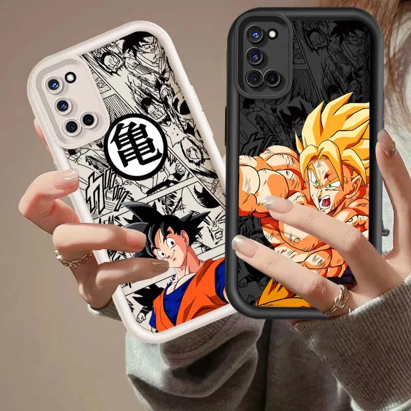 D-Dragon Ball Saiyans Anime para OPPO A96 A95 A92 A77 A74 A73 A72 A58 A57 A55 A54 A53 A52 funda de teléfono con escalera ocular