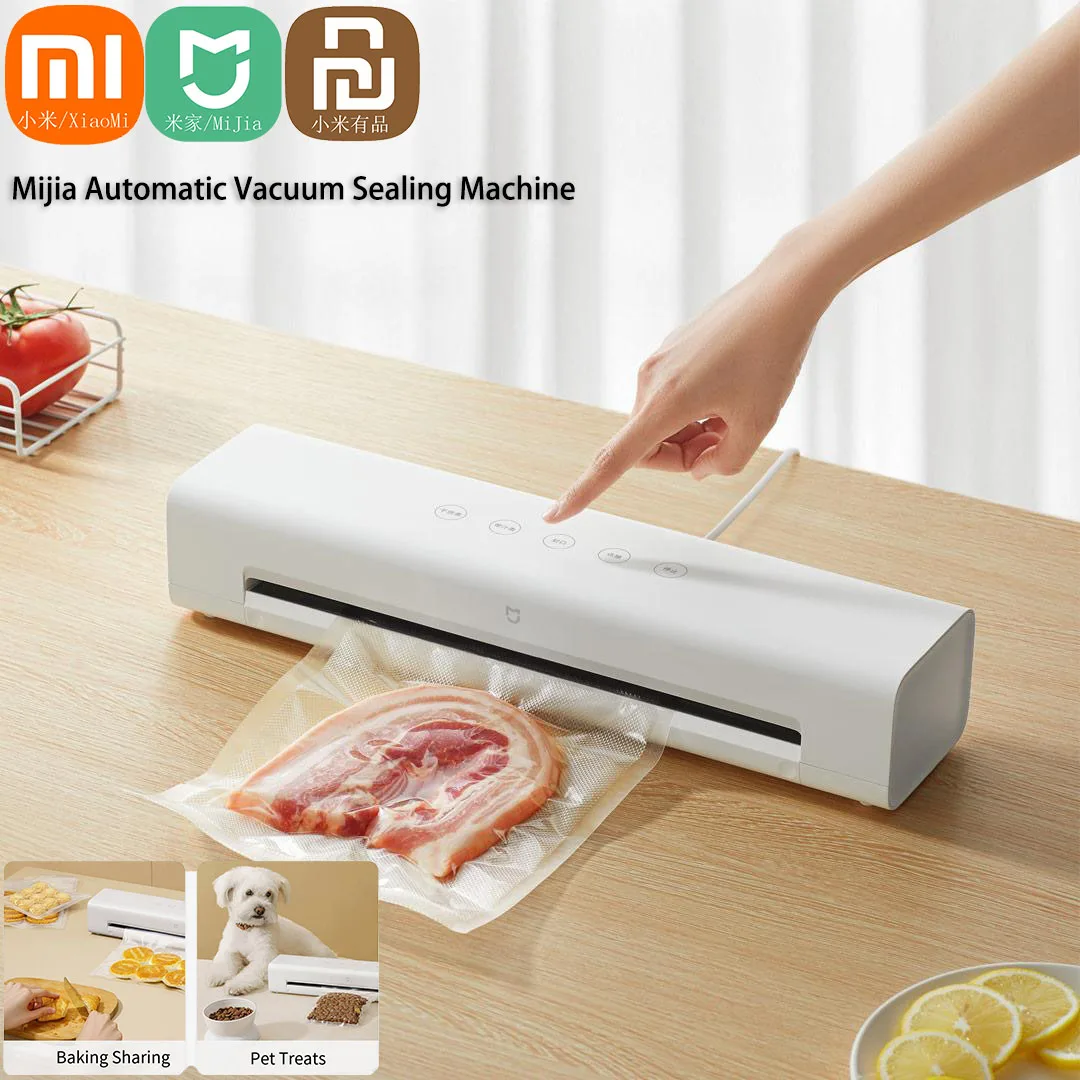 Xiaomi Mijia-sellador de alimentos al vacío inteligente, desgomador de cocina para el hogar, máquina de embalaje, gran succión, totalmente automático sin presionar