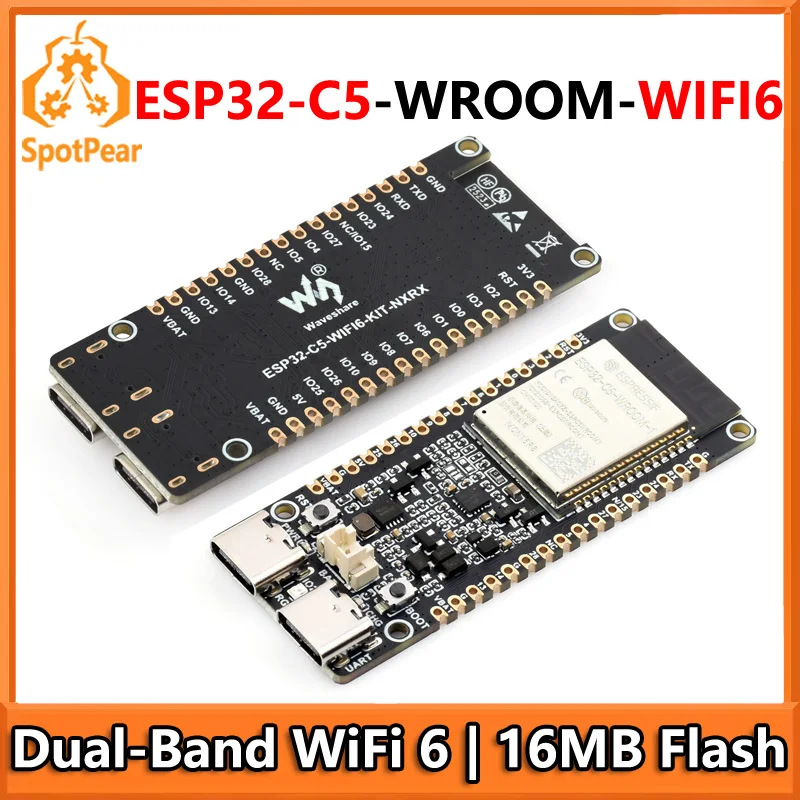 ESP32-C5 Placa de desarrollo WIFI6 ESP32-C5-WROOM-1 N16R8 Wi-Fi de doble banda 6 240MHz RISC-V MCU