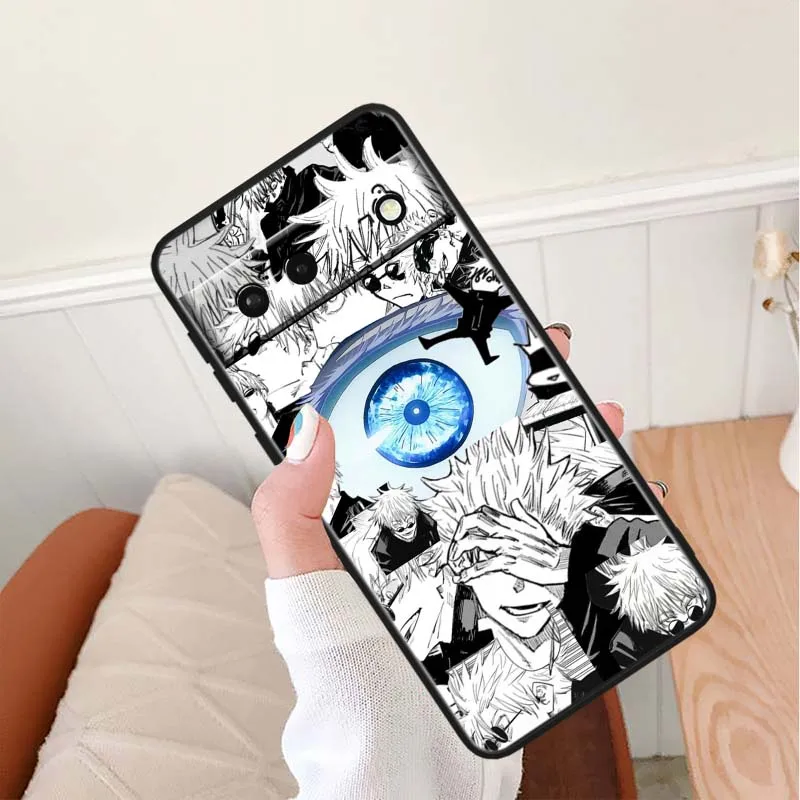 Gojo Satoru Anime funda para Google Pixel 10 9 8 7 9a 8A 7a 6a XL Pro 5G funda de teléfono negra - imagen 4