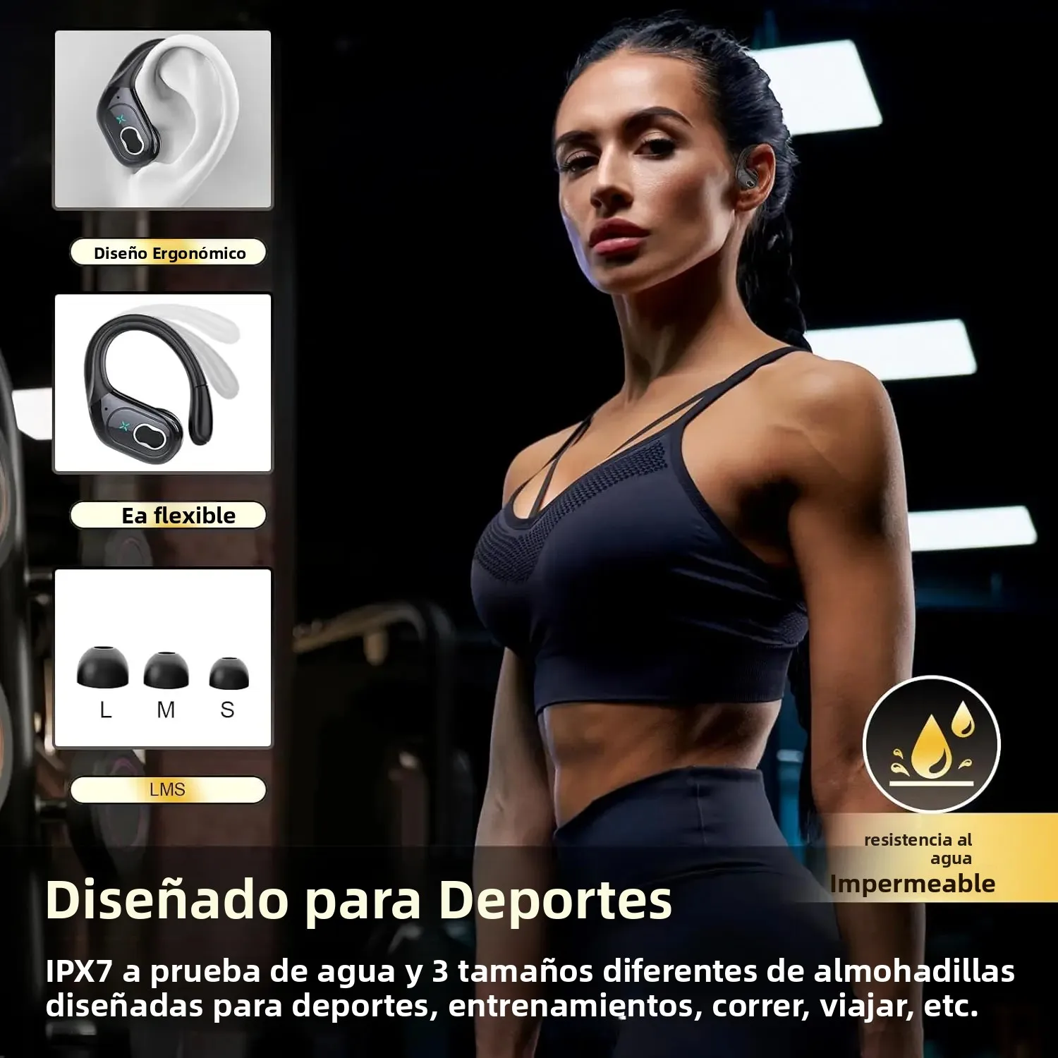 Auriculares TWS inalámbricos Bluetooth 5,4, auriculares con gancho para la oreja con pantalla Digital IPX7, auriculares estéreo HiFi con reducción de ruido, Control de botones - imagen 5