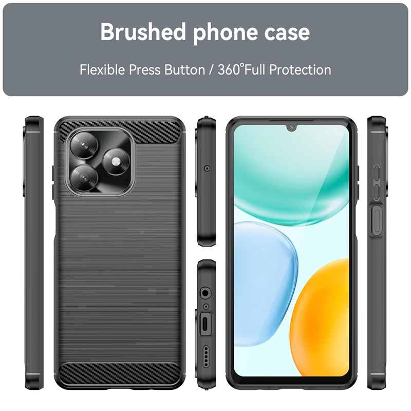Funda de fibra de carbono para Honor X5c Plus, Funda de teléfono cepillada para Honor X5c, Protector чехол, Funda trasera para Honor X5c Plus - imagen 5