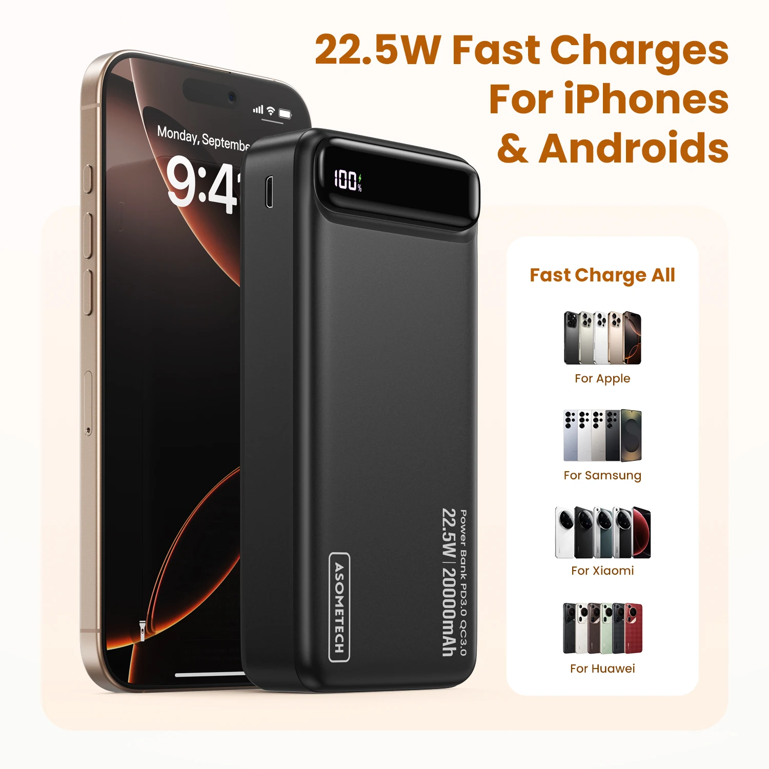 Banco de energía de 22,5 W, cargador portátil de 20000mAh, batería externa de carga rápida PD para IPhone 16 15 Pro, Samsung, Xiaomi, IPad - imagen 2