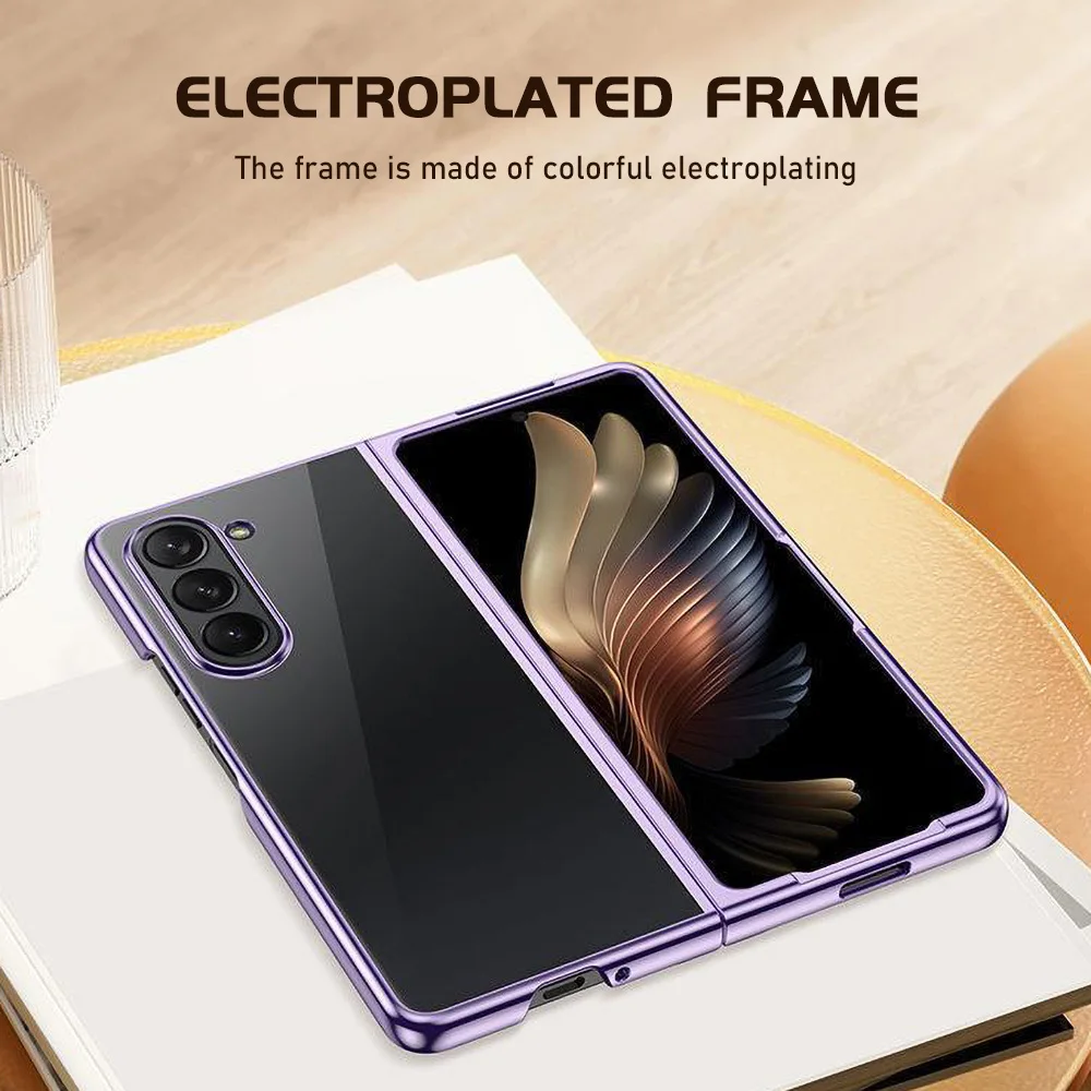 Funda de teléfono transparente galvanizada 6D para Samsung Z Fold 7 Galaxy Fold 6 5 4 3 Fold7 Fold6 Fold5 Fold4 Funda a prueba de golpes - imagen 5