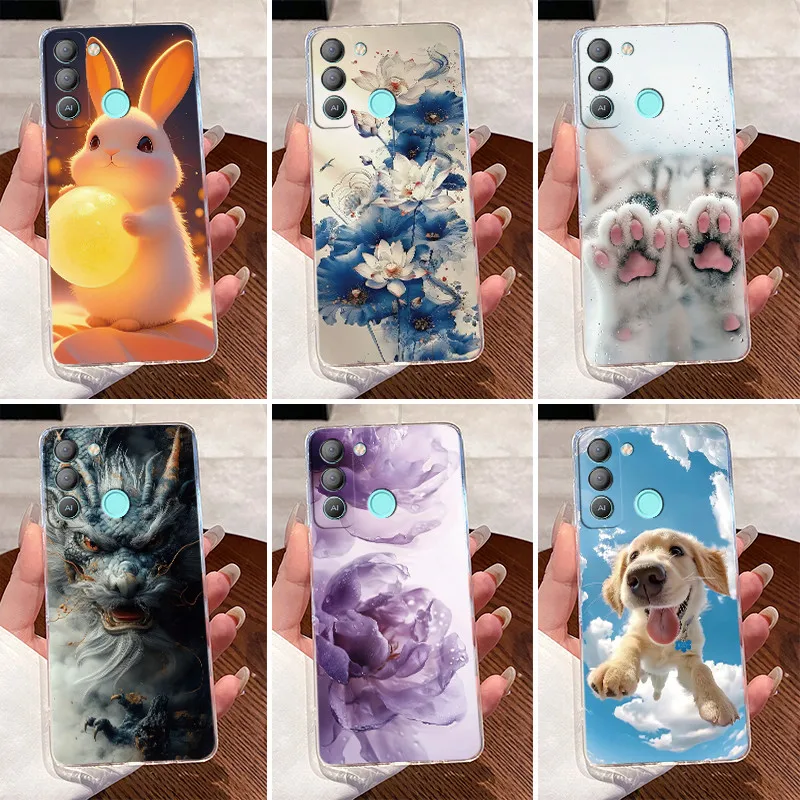 Carcasa para Tecno Pop 5 LTE funda de teléfono BD4 BD4a BD4i dragón de lujo lindo fresco niños niñas silicona suave transparente TPU contraportada