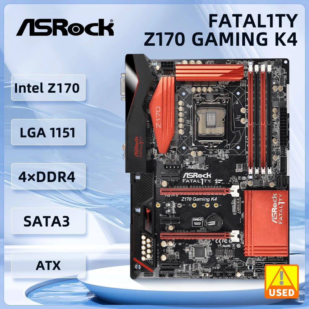 Placa base ASRock Fatal1ty Z170 Gaming K4 Intel Z170 LGA 1151 DDR4 64GB ATX compatible con CPU Intel Core i5-6500 i3-7100 G4400