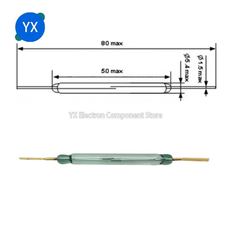 10 Uds MKA50202 tubo de láminas 5*50MM tipo normalmente abierto alta potencia alta corriente 5A 250W sensor interruptor de control magnético MKA50202 - imagen 3