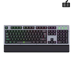 Teclado gaming mecánico con cable, reposamuñecas y LED arcoíris