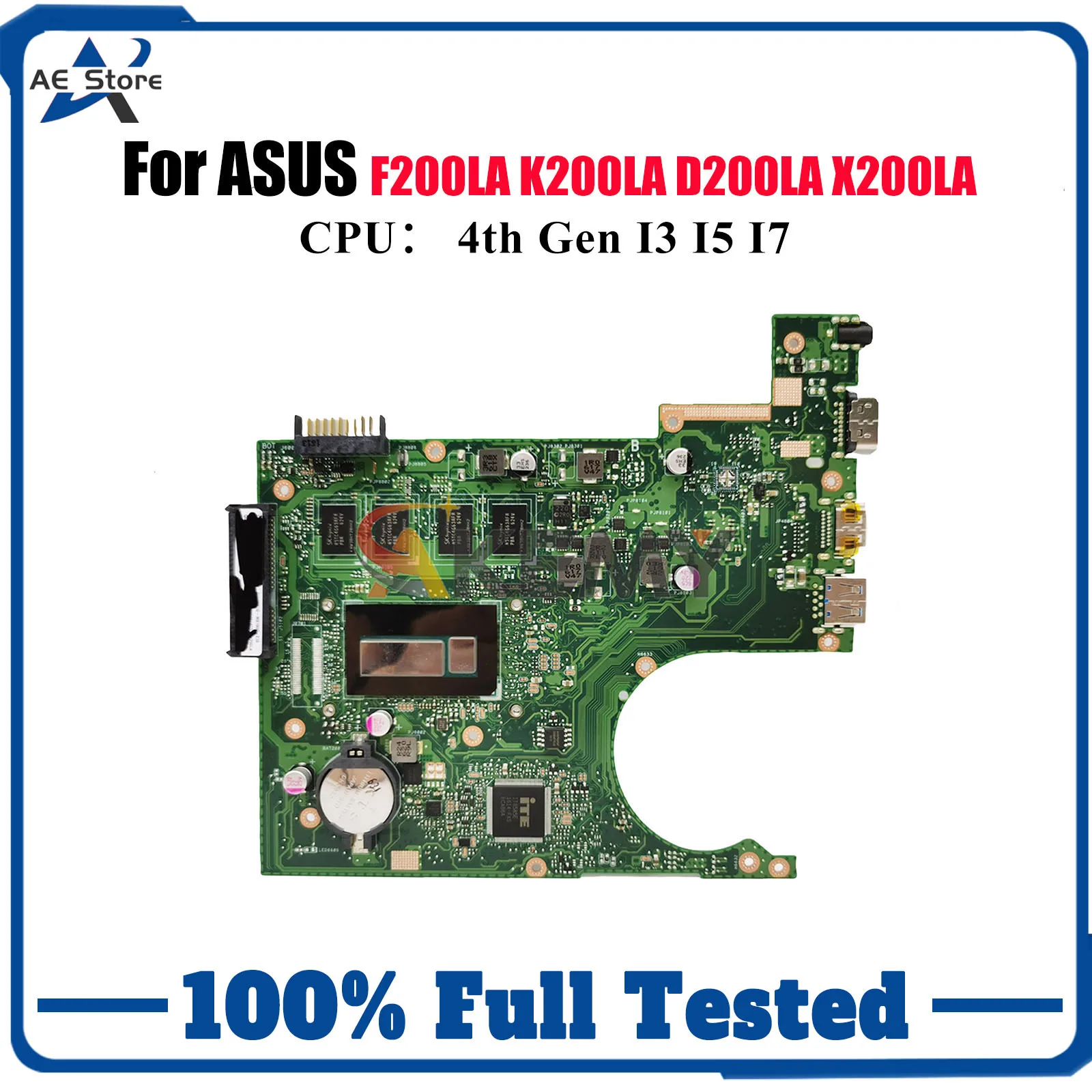 X200LA Laptop Motherboard For ASUS VivoBook X200LA F200LA D200LA X200L K200LA Notebook Mainboard With I3 I5 I7 CPU 100% tests OK
