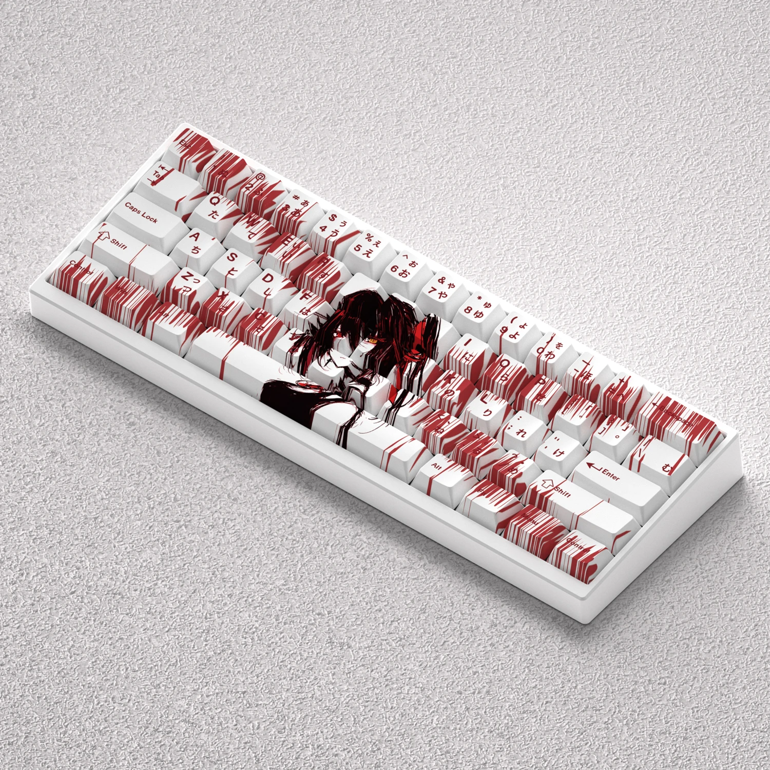 Teclas PBT para teclado mecánico, 73 teclas, altura de cereza, sublimación de tinte, Tokisaki Kurumi, japonés 60 65 68, diseño Anne Pro 2 - imagen 3