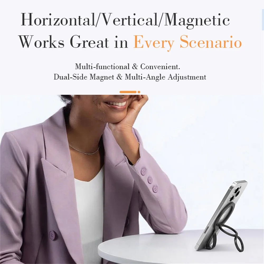 Soporte magnético Universal de doble cara para soporte de teléfono móvil con correa de mano extraíble 360 °   Soporte giratorio para anillo de dedo de coche - imagen 5