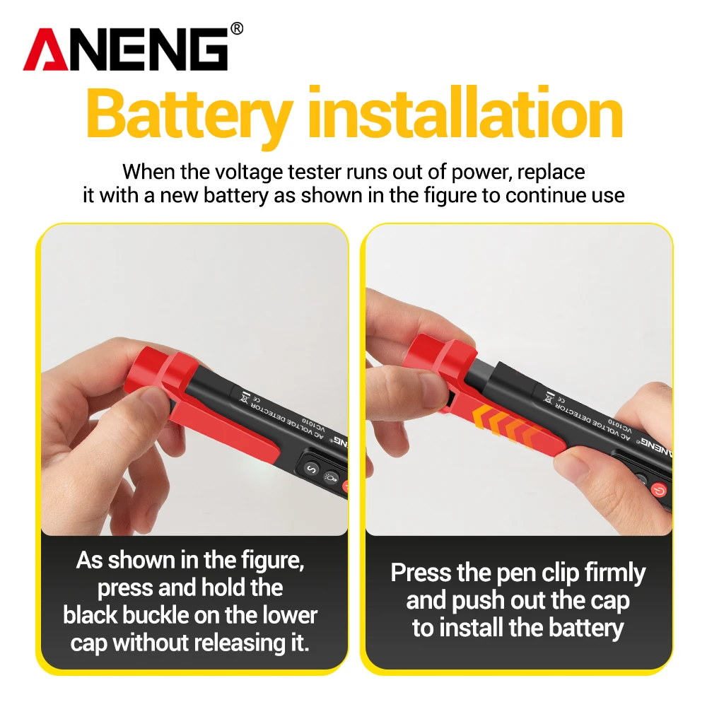 Bolígrafo probador Detector de voltaje Digital ANENG VC1010 voltaje sin contacto 12-1000V voltaje CA Sensor de línea de fuego cero herramientas de lápiz de prueba - imagen 5