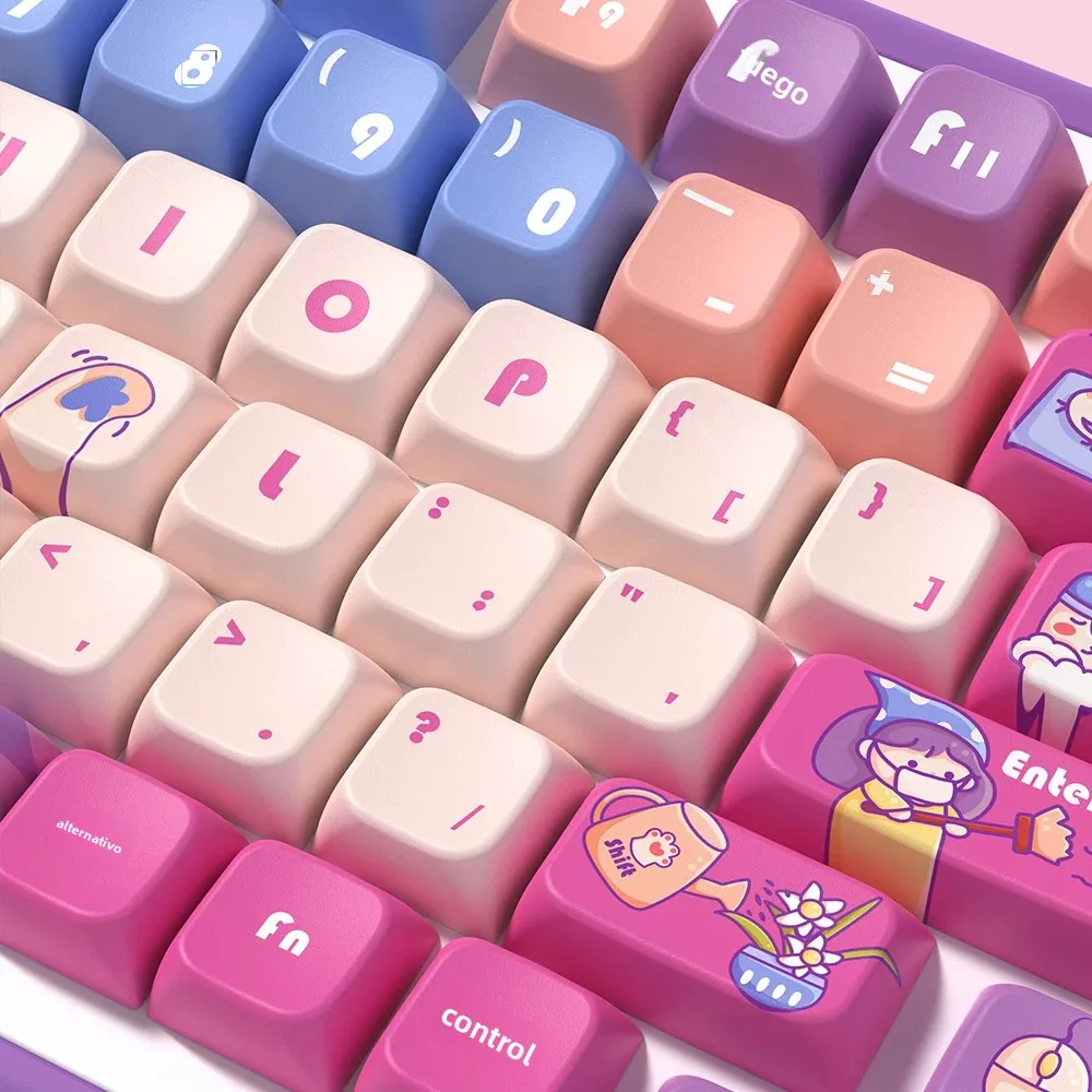 Teclas de dibujos animados con perfil MDA, tema de tiempo de fin de semana, tamaño ISO 7U para teclado mecánico, teclas personalizadas - imagen 4