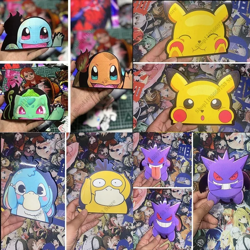 Pokemon 3D pegatinas de gradiente mágico Pikachu Psyduck Gengar ordenador caja de equipaje refrigerador teléfono pegatinas de coche regalos divertidos de Anime - imagen 2