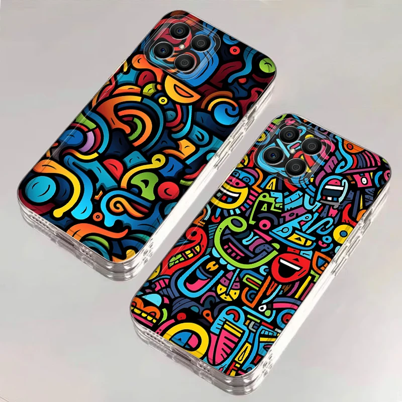 Funda para Honor X7b X9b X8b 90 Lite X9a X8 X8a funda suave para teléfono líneas coloridas Graffiti - imagen 4