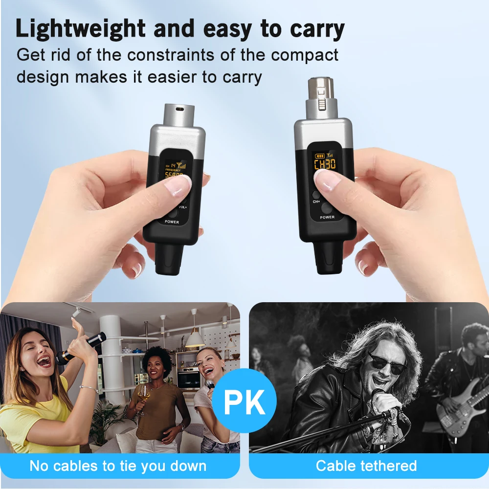 Convertidor de micrófono inalámbrico UHF de 48V/0V, transmisor y receptor XLR, sistema inalámbrico de micrófono para todo tipo de micrófono - imagen 4