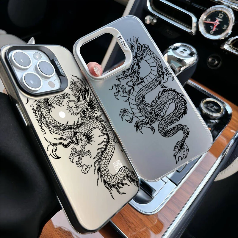Para IPhone 16 15 Pro 11 12 13 Mini 14 XS MAX XR 7 8 Plus SE 4 funda de teléfono acrílica Dragon Totem carcasa protectora de pantalla a prueba de golpes - imagen 4