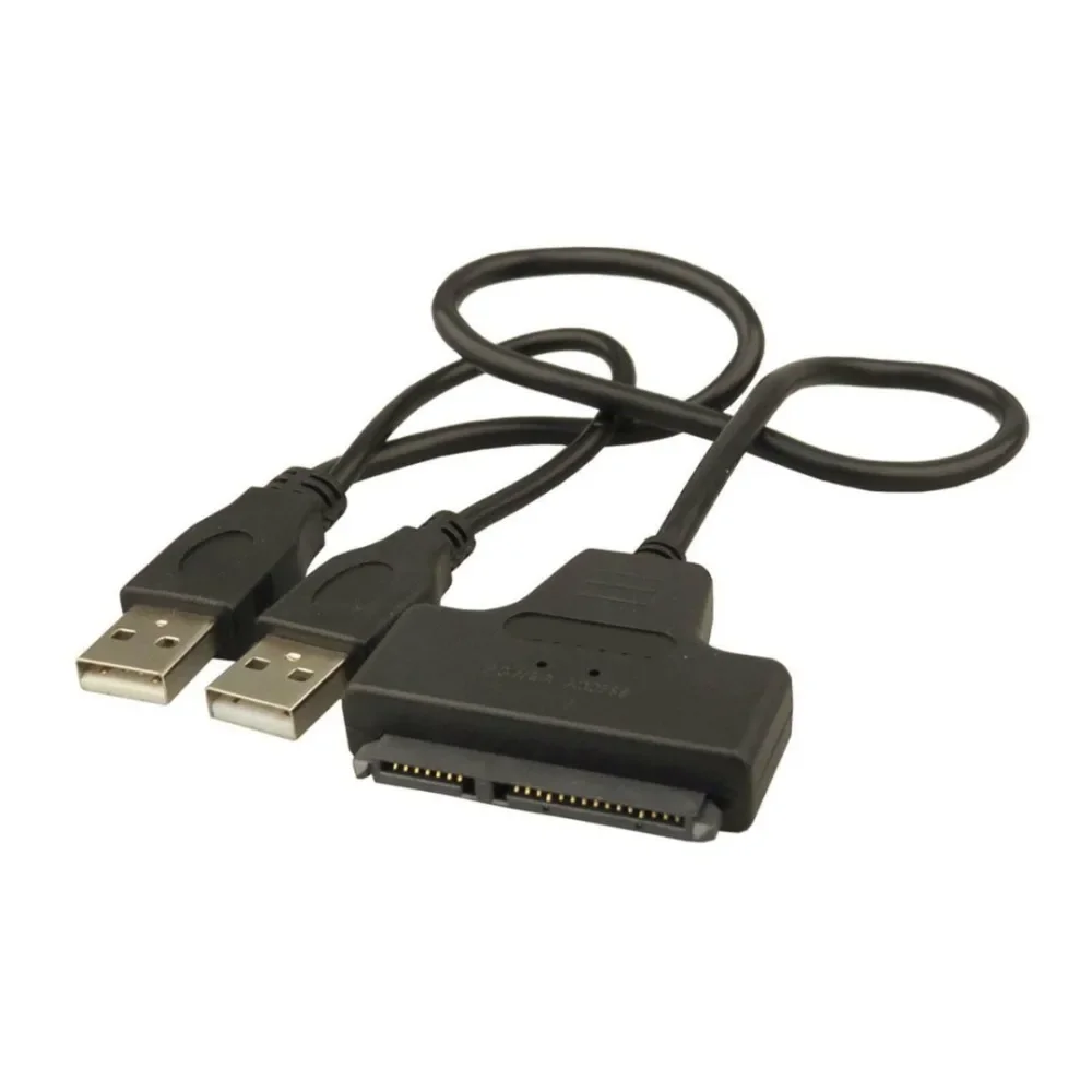 Disco duro SATA de 7 + 15 Pines, Conector de 22 a doble interfaz Dual USB 2,0, Cable adaptador de luz LED para ordenador portátil HDD 2,5 - imagen 2