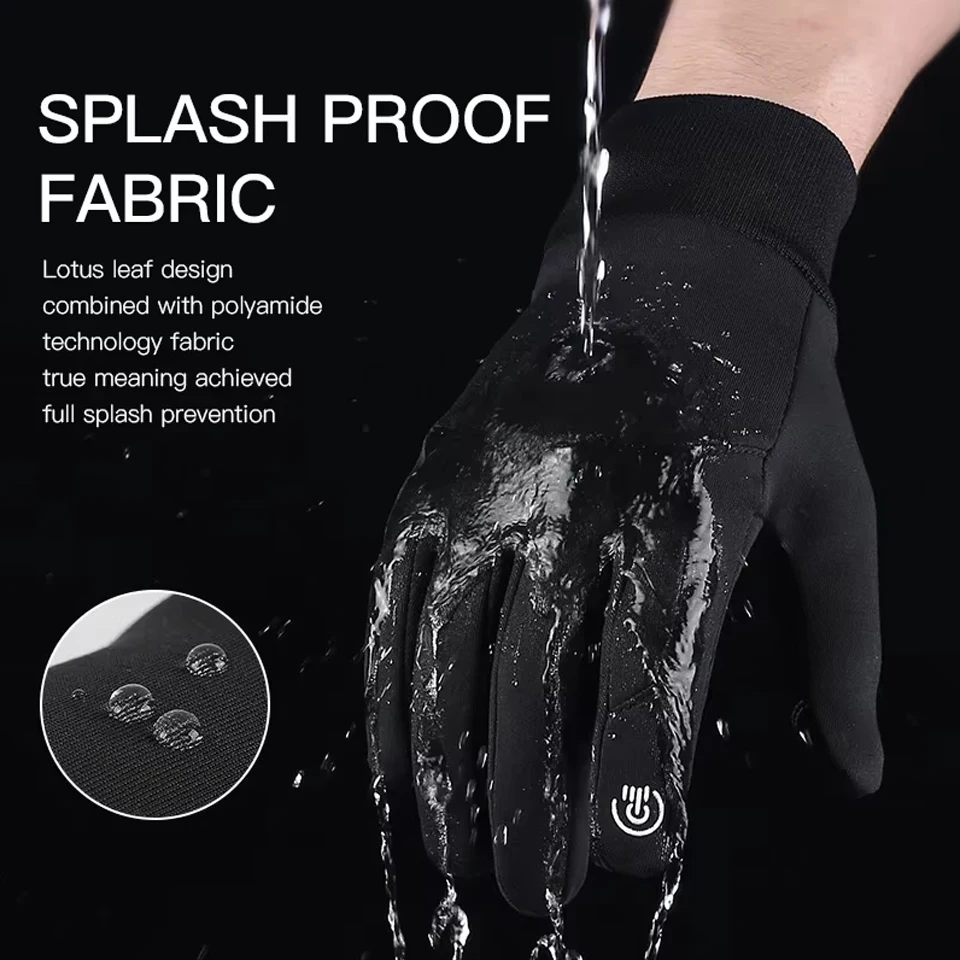 Guantes de Ciclismo para Otoño e Invierno, Guantes Deportivos para Gimnasio, Fitness, Correr, Cálidos, con Pantalla Táctil, Antideslizantes, para Motocicleta, para Hombre, Negros - imagen 3