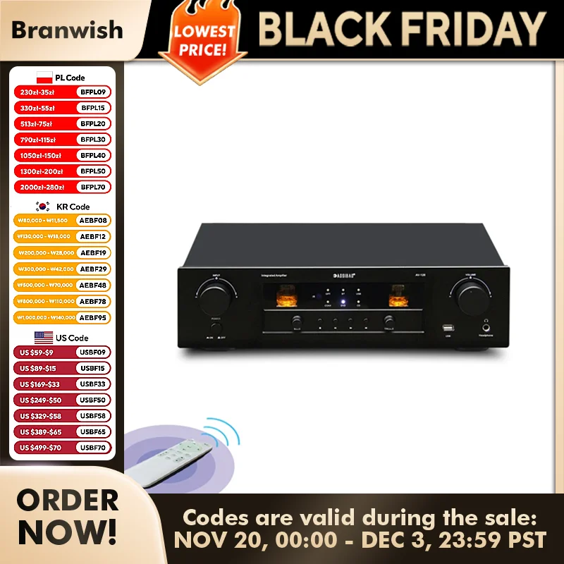 Amplificador de tubo HiFi de alta potencia, 200W + 200W, amplificador de altavoz de Audio preescenario para cine en casa con Bluetooth 5,0 y USB - imagen 2