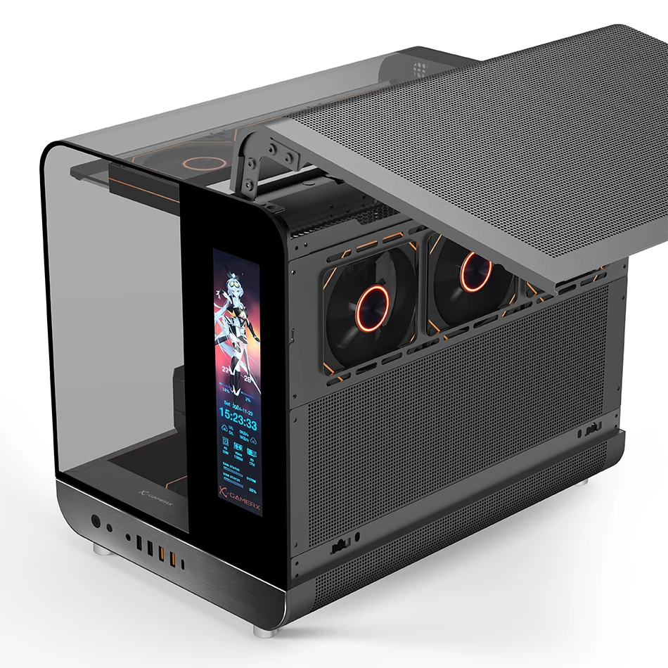 Caja de ordenador Power Train WING M-ATX ITX Seaview Room chasis panorámico de tres lados soporte 360 caja de juegos de escritorio con refrigeración por agua - imagen 5