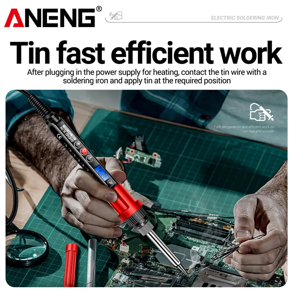 Soldadores eléctricos temperatura ajustable ANENG soldadura Estación de Reparación de soldadura punta de lápiz de calor herramientas de prueba de reparación 110V/220V - imagen 3