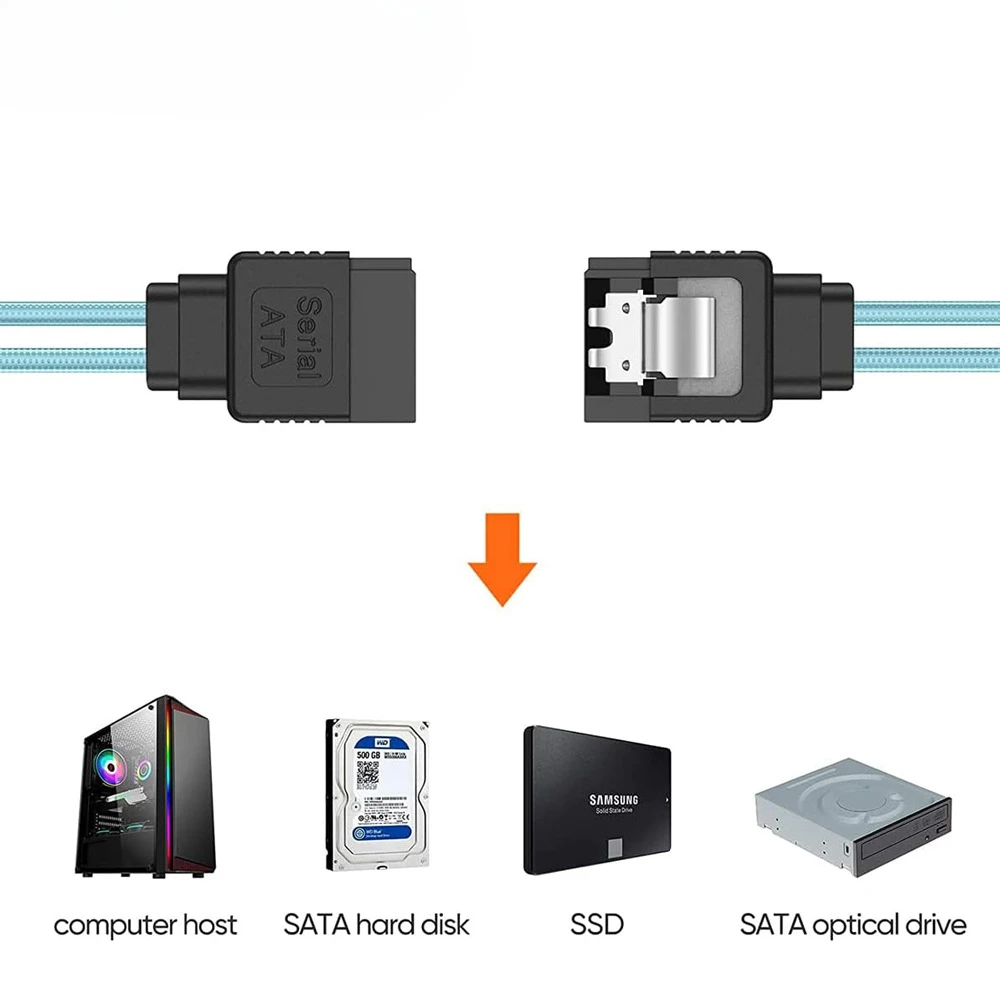 Cable convertidor SATA a SATA de 12Gbps, 180 grados, 7 pines, servidor de disco duro de alta velocidad, Cable de conexión, línea de almacenamiento de ordenador PC - imagen 3