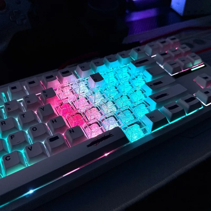 Teclas transparentes con tema de amor, Material de PC, tapa de teclas con perfil de cereza para teclado suplementario de eje magnético, teclas de jugador DIY - imagen 3