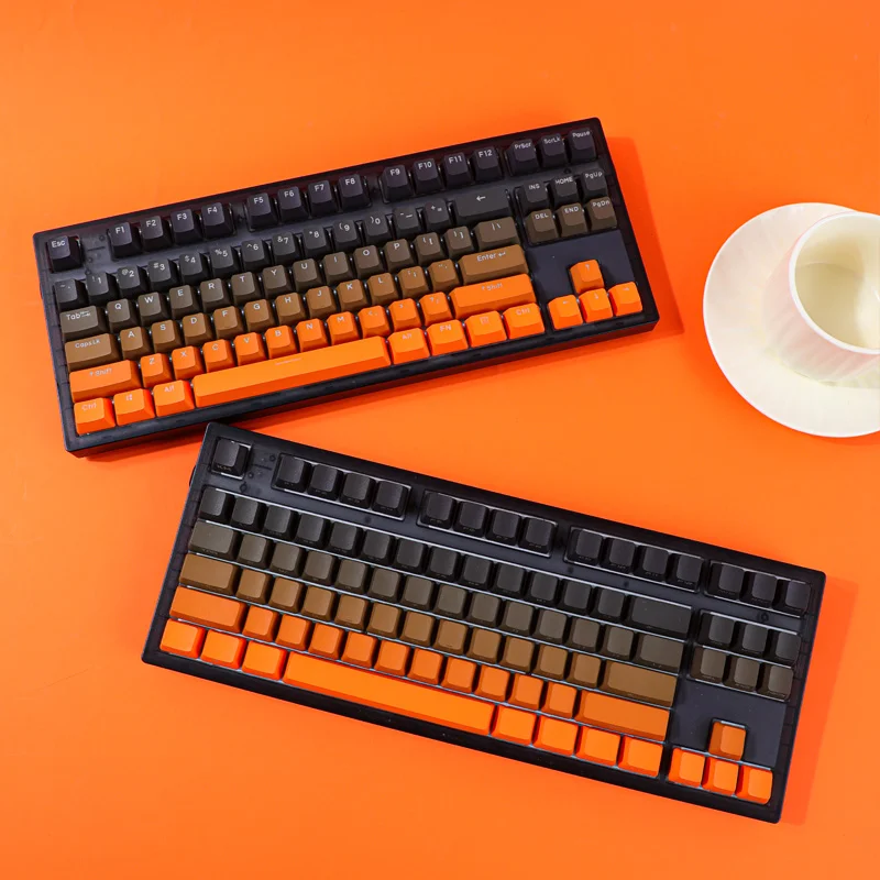 Teclas con gradiente de puesta de sol, 140 teclas, naranja, PBT, doble disparo, OEM, retroiluminación lateral, Teclado mecánico AULA F75 Ajazz Ak820 Pro PC - imagen 2