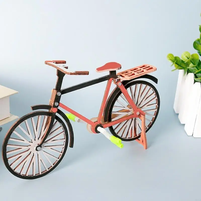 Juego construcción modelo bicicleta madera para niños, juguete aprendizaje STEM con montaje manual y juego K1KF - imagen 5