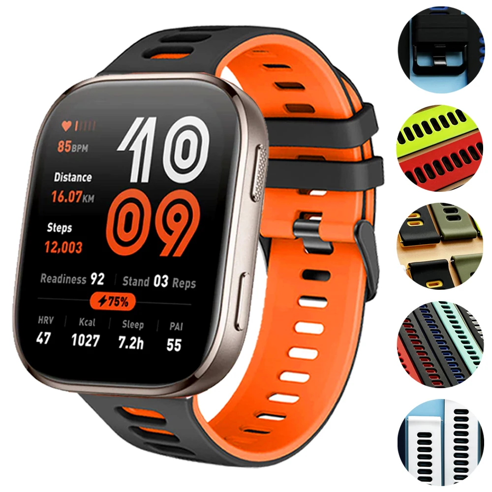 Pulsera de silicona de 20/22mm para AMAZFIT BIP 6 5 UNITY Zepp Z Sports Band GTR 4 3 3pro GTS 4 mini 3 Active 2 Correa para AMAZFIT BIP6