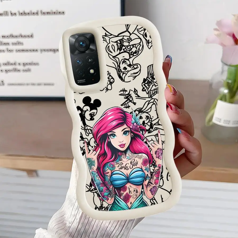 Funda de teléfono suave con tatuaje de Disney Ariel Princess para Xiaomi Redmi Note 10 12 9 14 Pro Plus 8 13 11