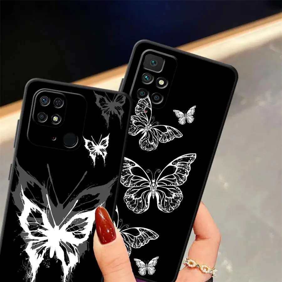 Funda de teléfono suave negra para Xiaomi Redmi A1 A2 Plus 14C 12C A3 10 K40 K80 Pro 13C A4 A5 9 hermosa mariposa - imagen 5