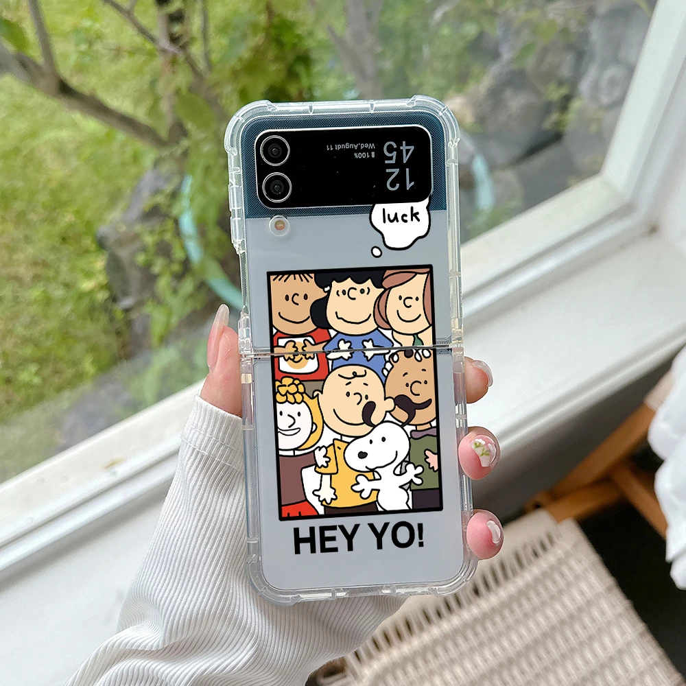 Coque de téléphone Snoopys, dessin animé mignon, pour Samsung Galaxy Z Flip 3 4 Z Flip 5 6 Z Fold 4 5G PC, coque arrière souple Anti-chute - imagen 4