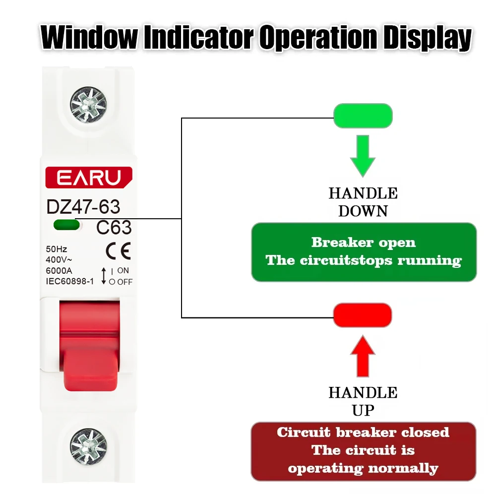 1P AC 230/400V MCB DZ47 tipo C disyuntor protección contra sobrecarga protección contra cortocircuitos pequeño interruptor principal doméstico carril Din - imagen 4