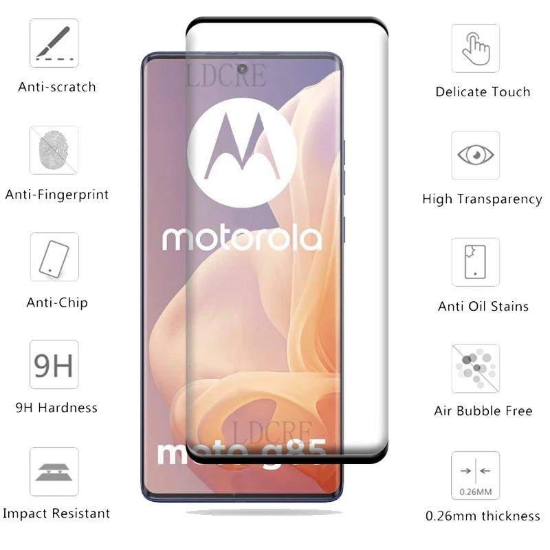 6 en 1 para Moto G85 vidrio Moto G85 vidrio templado cubierta completa curvada HD 9H para protector de pantalla Motorola Moto G85 G 85 lente de vidrio - imagen 4