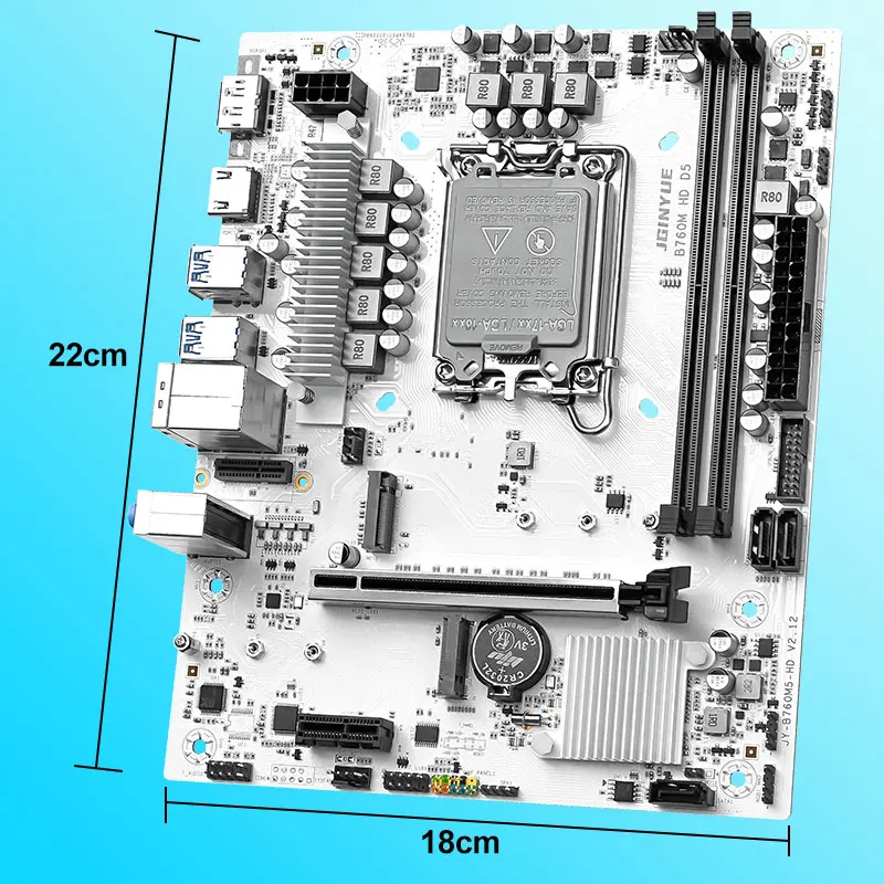 Placa base JGINYUE B760M-HD D5 compatible con DDR4/DDR5 de 1700 pines 12a/13a/14a generación Core i3i5i7i9 2 * DDR5 2 M.2 NVME 3 SATA3.0 - imagen 4