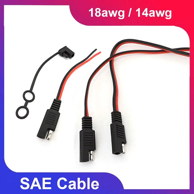 Cable de extensión SAE enchufe hembra Cable de batería Solar 2 pines 18AWG 10A 14AWG 20A Cable SAE DIY energía automotriz desconexión rápida