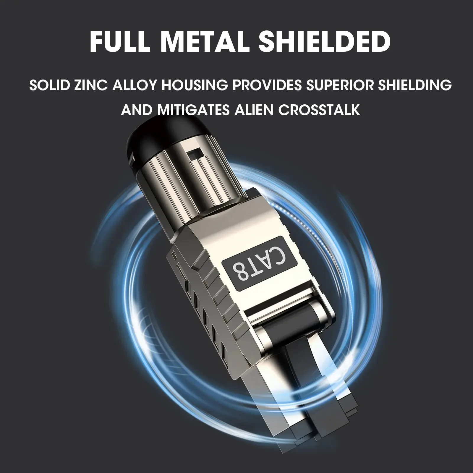 ZoeRax Conectores RJ45 Herramienta gratuita Cat8 CAT7 CAT6A, Cat 8 Enchufe de terminación de campo Enchufes modulares RJ45 blindados para 2000MHz 40G - imagen 4