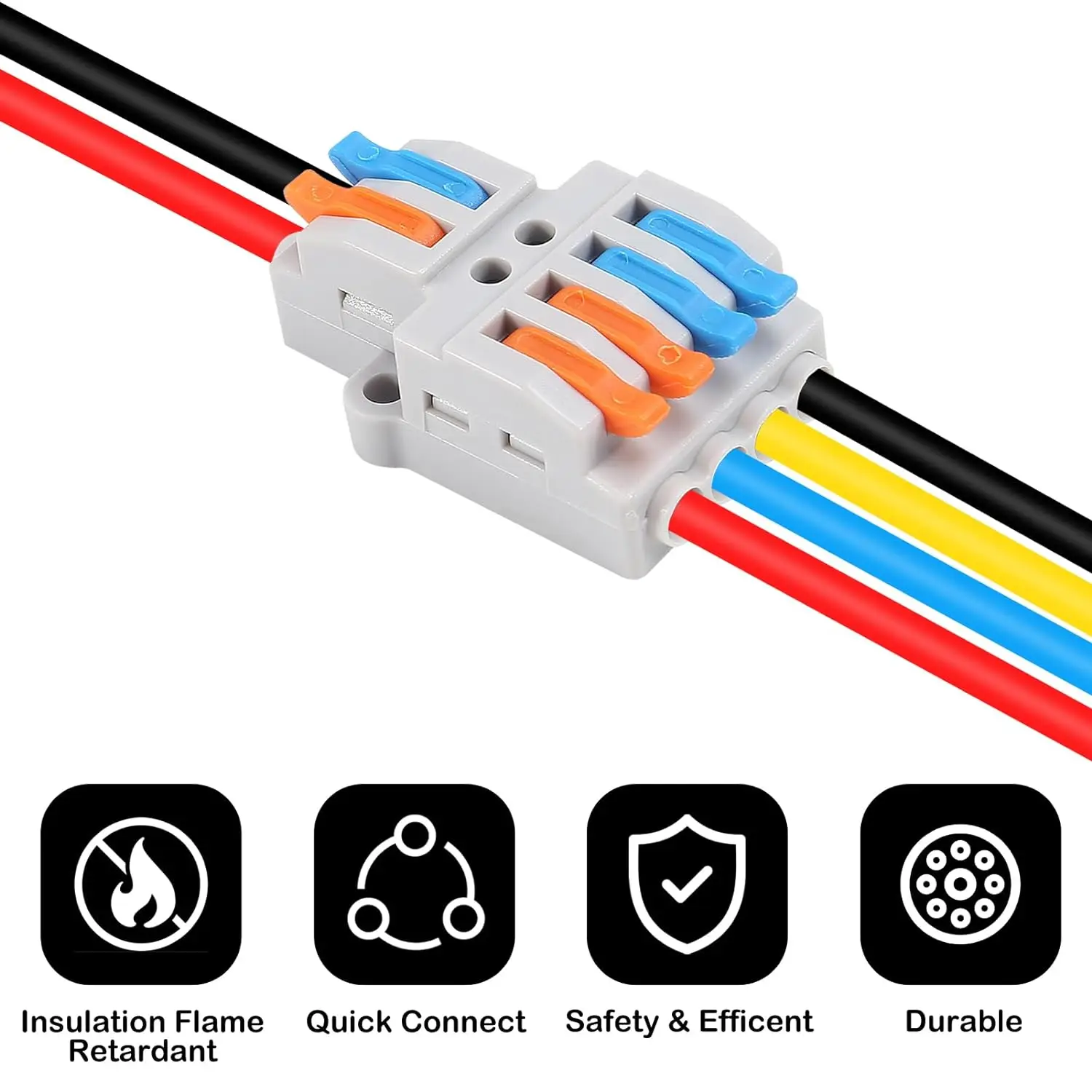 10 Uds. Conectores de Cable de tuercas de palanca 2 en 4 salidas, conector de Cable de cableado rápido bloque de terminales de Conductor de empuje bloques de terminales rápidos - imagen 4