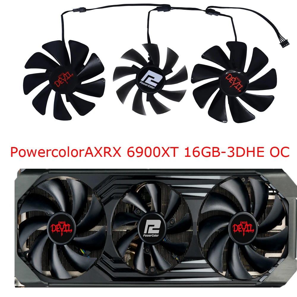 3Pcs/Set DIY GA91S2H GAA8S2U,Ventilador Tarjeta de vídeo,GPU Enfriador de,Ventilador de tarjeta gráfica,Para PowerColor Red Devil RX 6900 XT,Para Powercolor AX RX 6800XT 16GB,para Powercolor AX RX RX6800 16GB - imagen 2