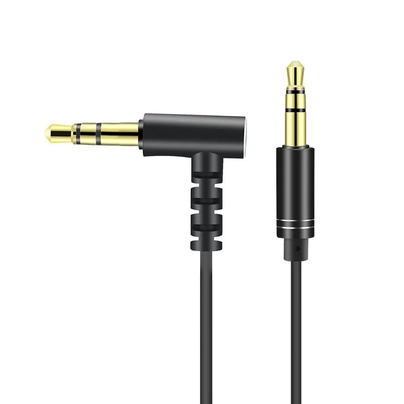 Cable auxiliar HiFi para altavoz de Audio de coche, Conector de 3,5mm, ángulo de 90 grados, conector 3,5 para guitarra, Cable auxiliar chapado en oro para auriculares de coche
